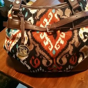 Spartina Leather/Linen Bohemian Ikiat Purse